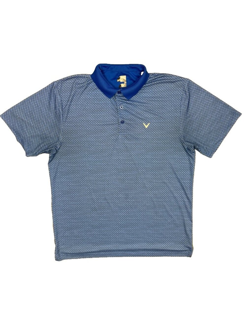 Callaway Golf Shirt Stretch Polo Short Sleeve Zig Zag Blue Large
